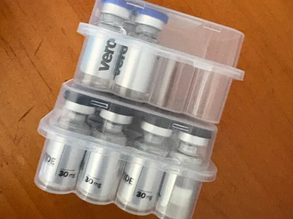 Customer photo: Retatrutide 30mg and other vials in their trays, as received